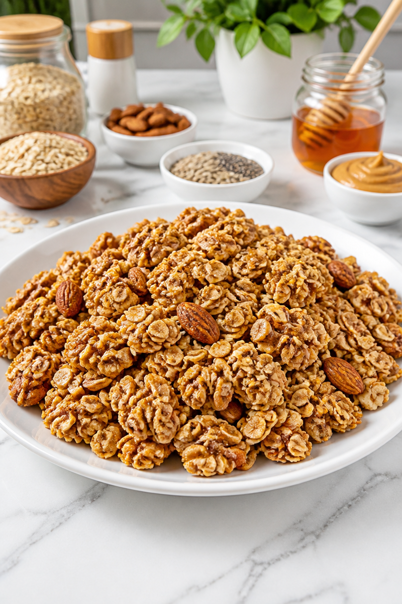 Healthy Crunchy Peanut Butter And Honey Oat Cereal