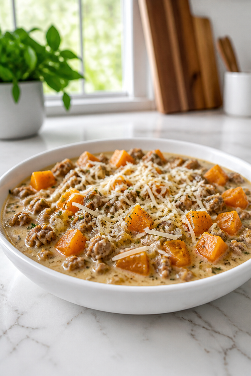 Cozy Fall Creamy Butternut Squash And Beef Crock Pot Meal
