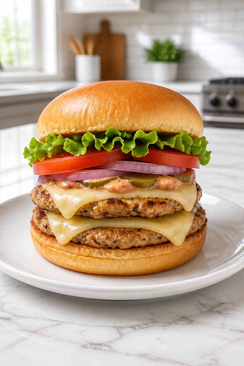 Double Turkey Patty And Swiss Cheese Smash Burger Recipe