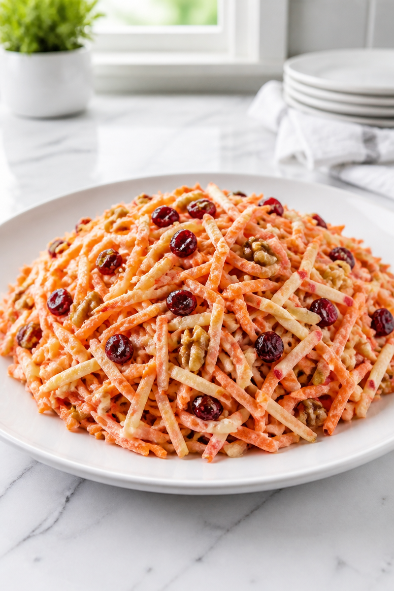 Healthy Shredded Apple And Cranberry Carrot Salad