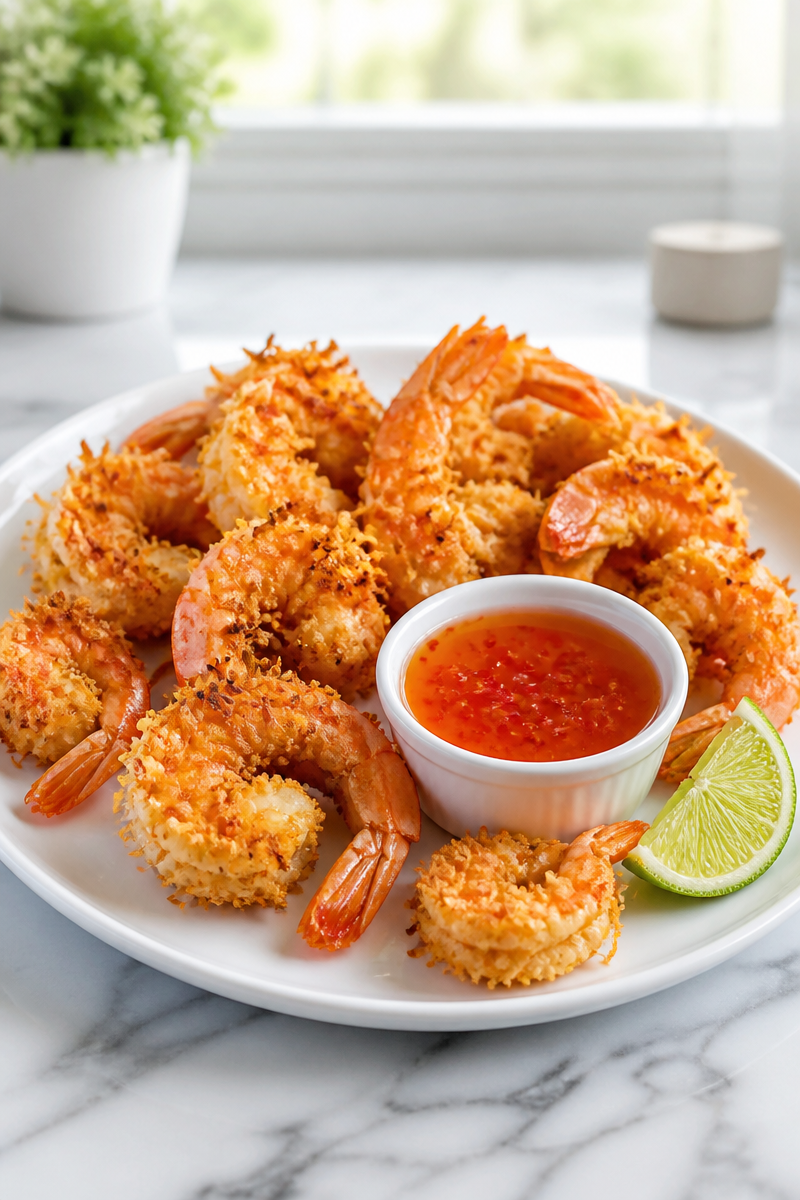 Crispy Coconut Crusted Jumbo Shrimp Airfryer Recipe