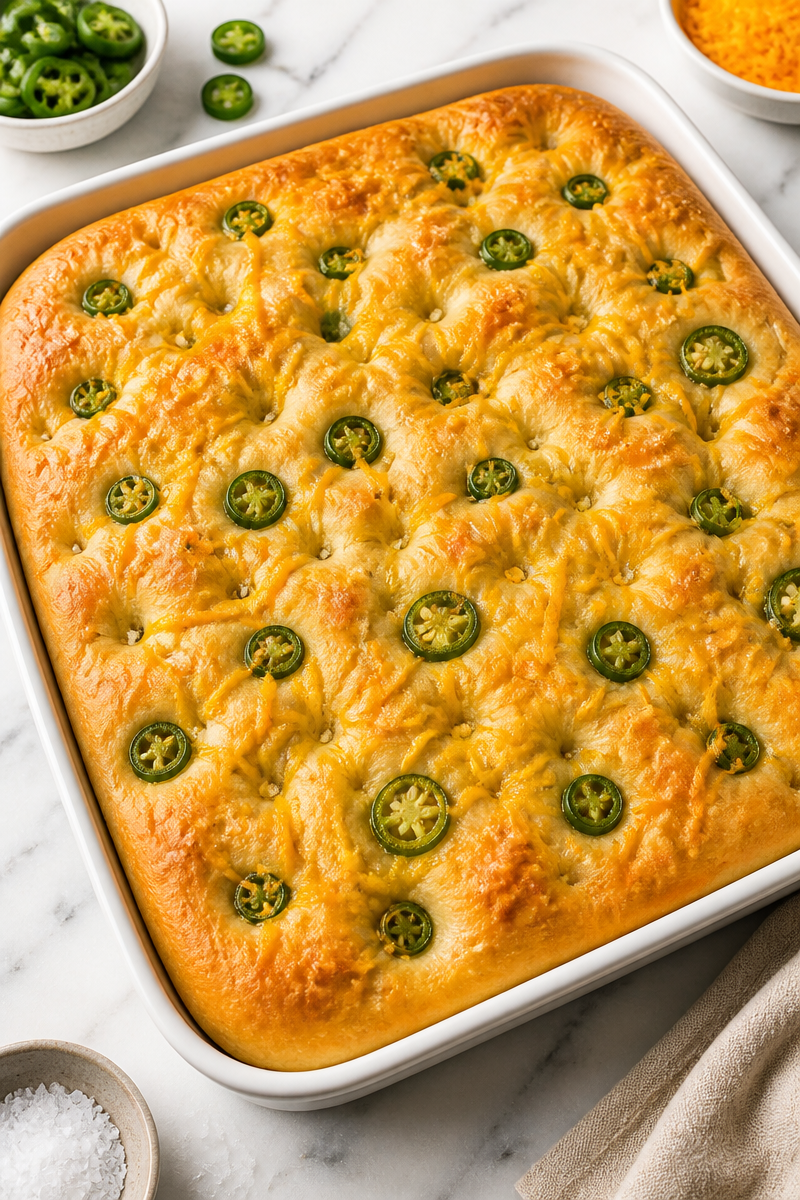 Cheesy Jalapeno And Cheddar Foccacia Bread Recipe