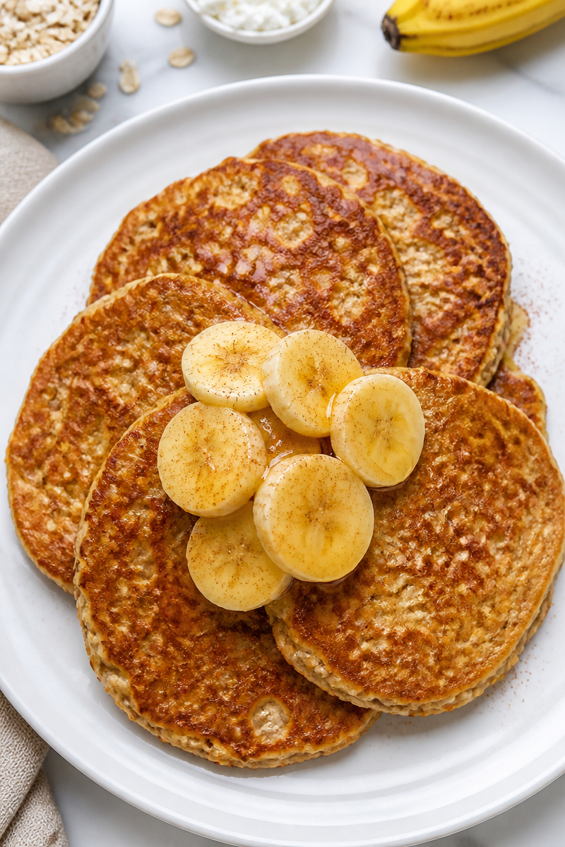 Healthy Banana Oat And Cinnamon Cottage Cheese Pancake
