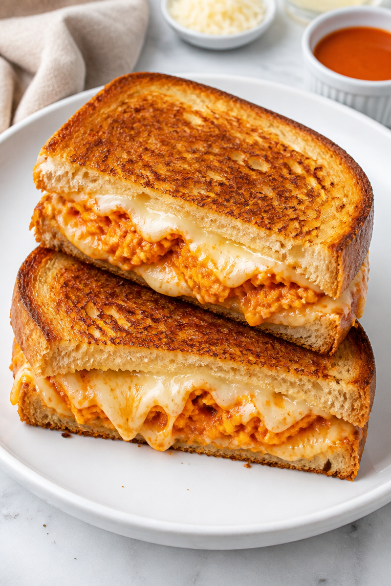 Spicy Buffalo Chicken And Provolone Grilled Cheese