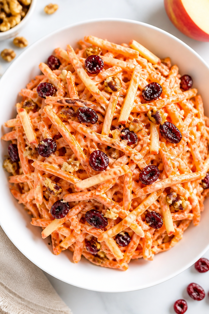 Healthy Shredded Apple And Cranberry Carrot Salad