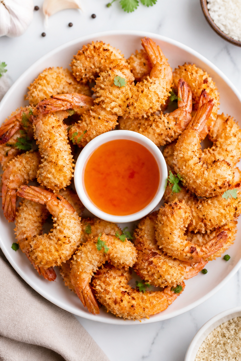 Crispy Coconut Crusted Jumbo Shrimp Airfryer Recipe