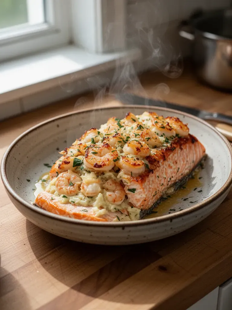 Crab and Shrimp Stuffed Salmon