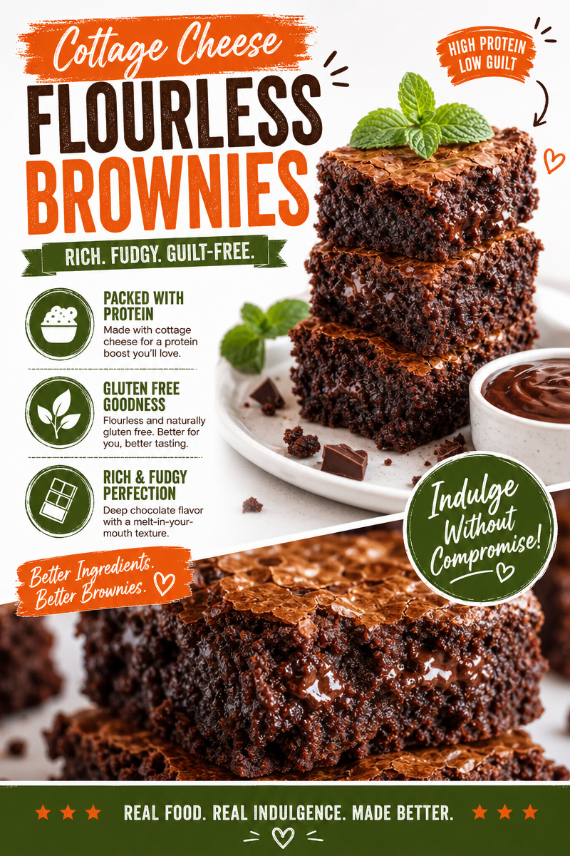Cottage Cheese Flourless Brownies
