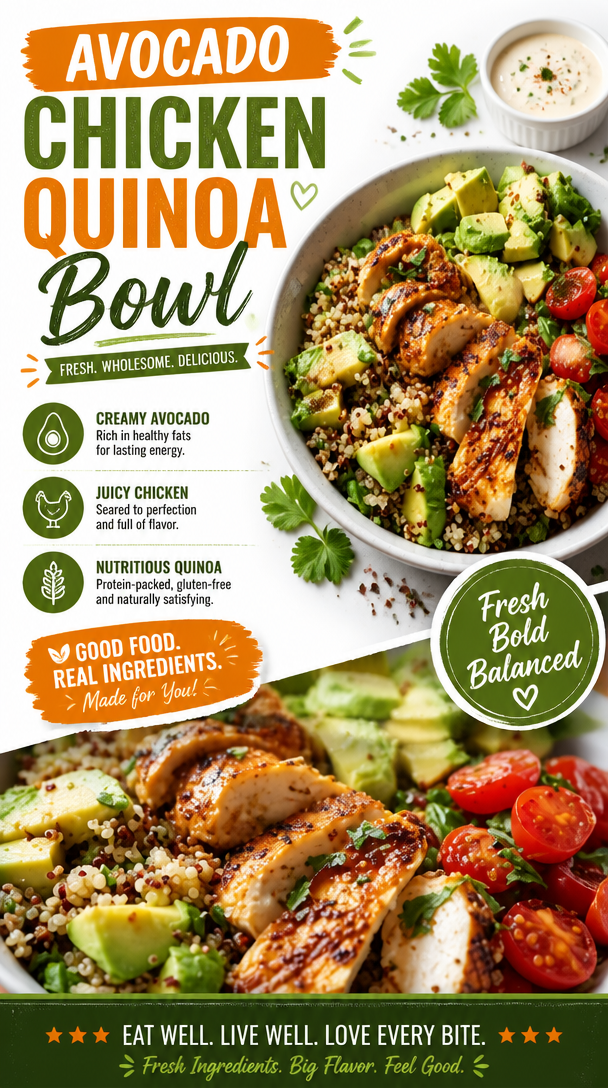 Avocado Chicken Quinoa Bowl