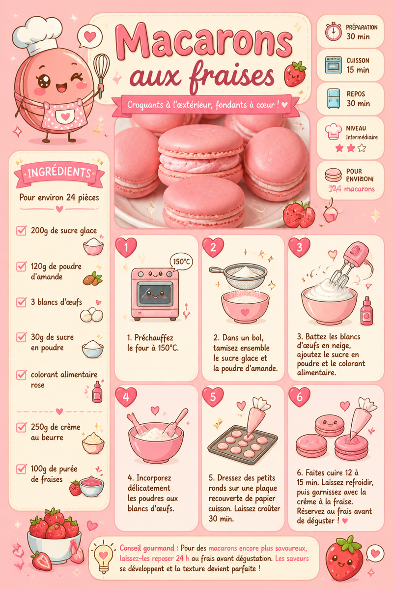 Macarons aux fraises