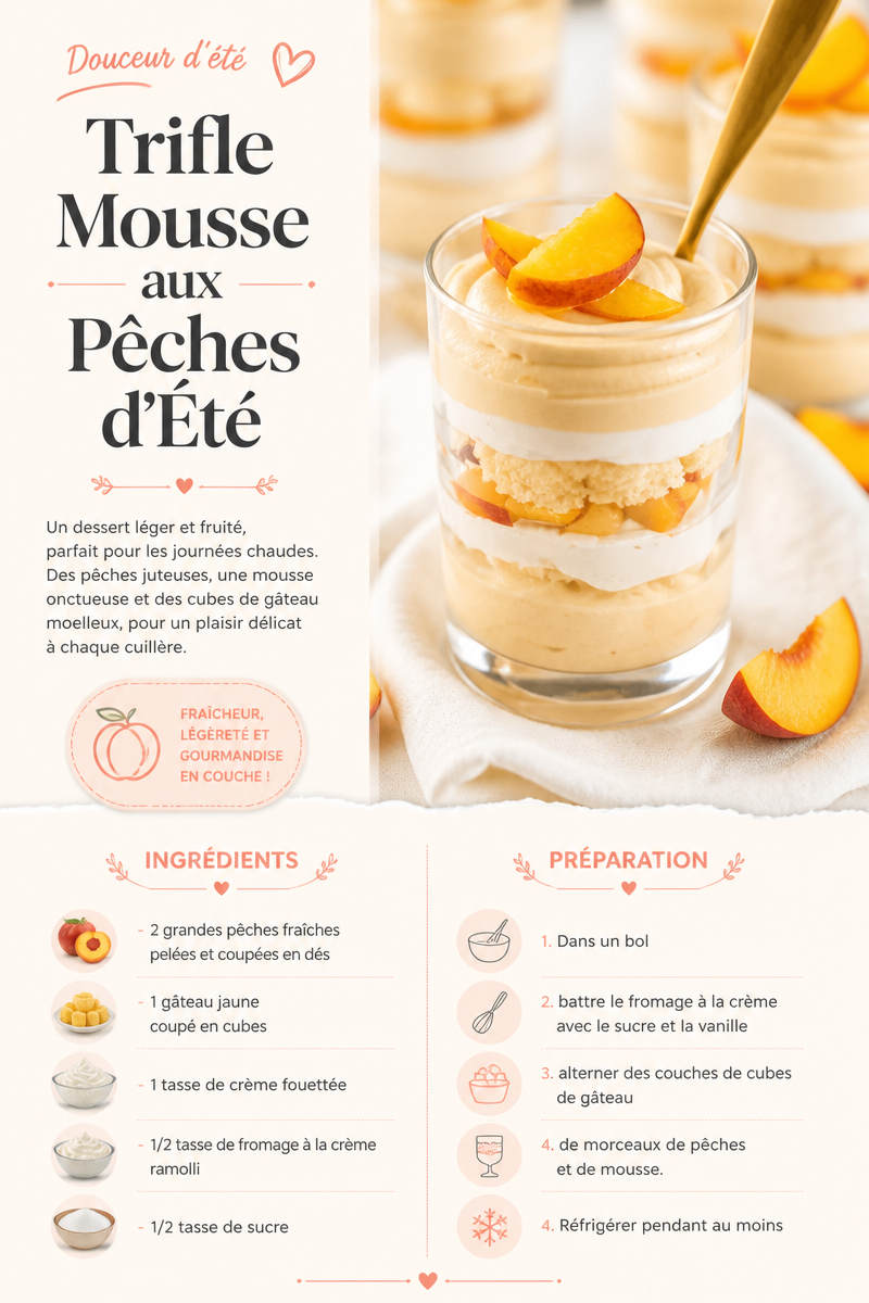 Trifle Mousse aux Pêches d'Été
