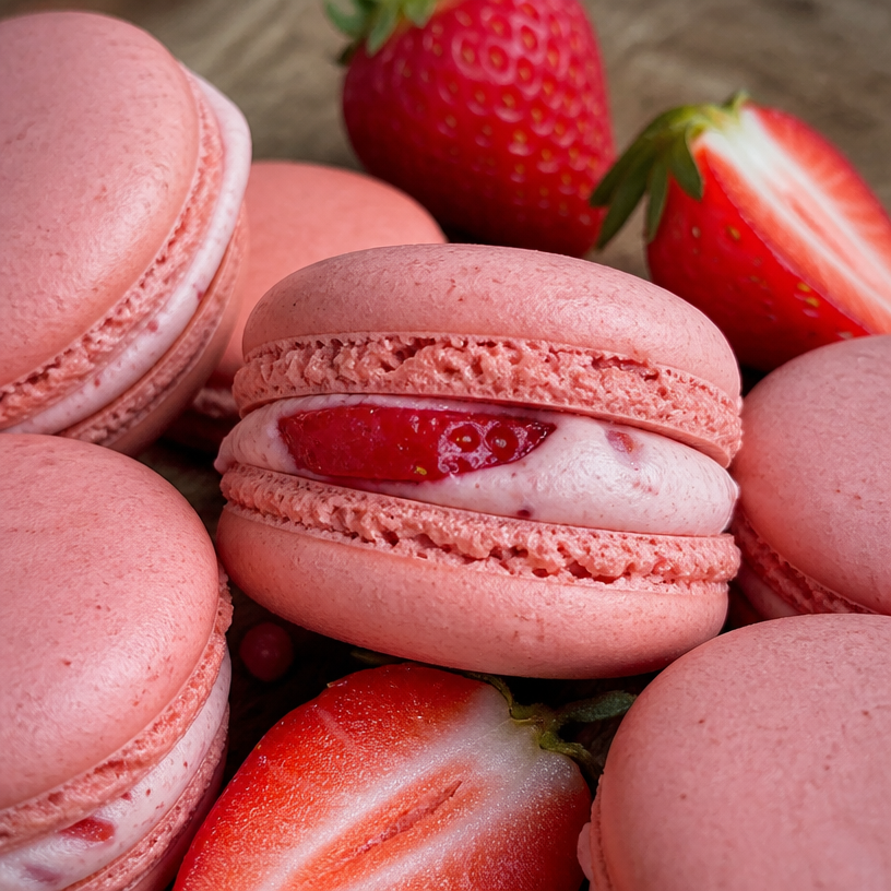 Macarons aux fraises