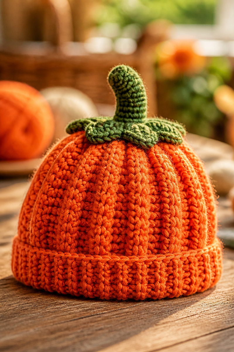 Cute Crochet Baby Pumpkin Beanie Pattern for Newborns