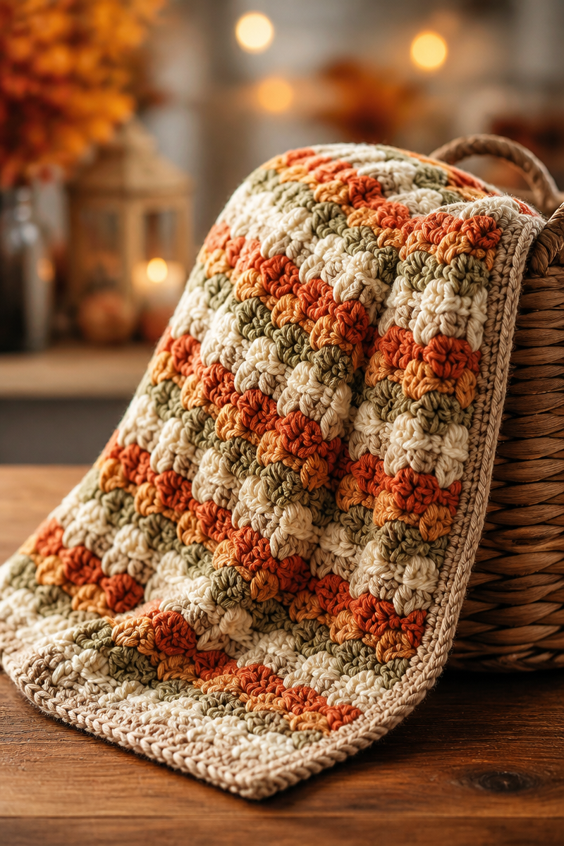 Easy Chunky Crochet Baby Blanket Pattern for Autumn