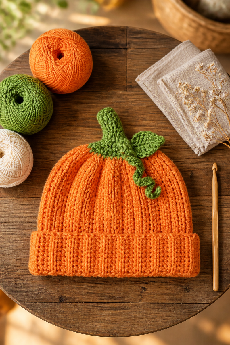Cute Crochet Baby Pumpkin Beanie Pattern for Newborns