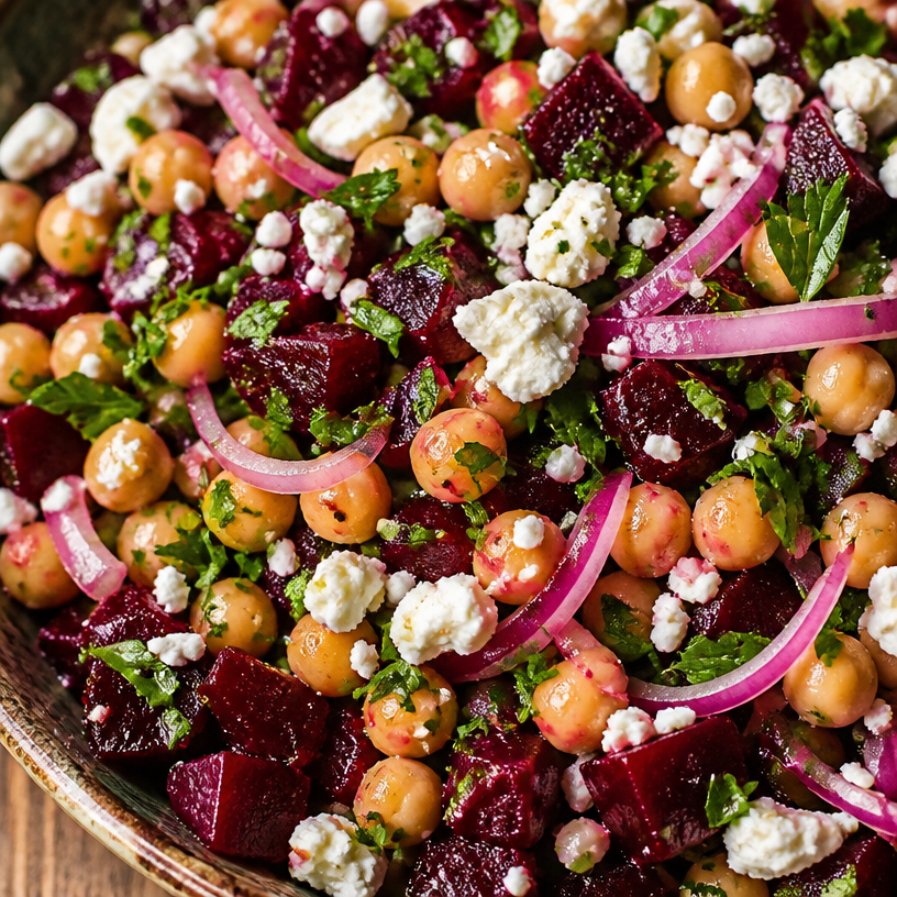 Chickpea Beet and Feta Salad