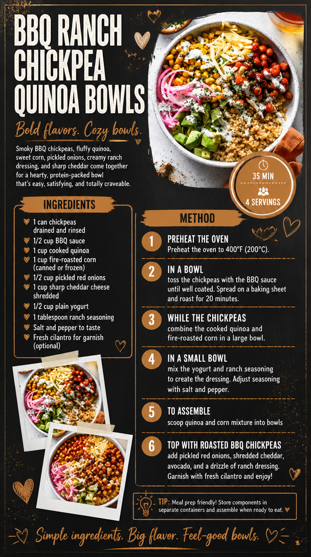 BBQ Ranch Chickpea Quinoa Bowls