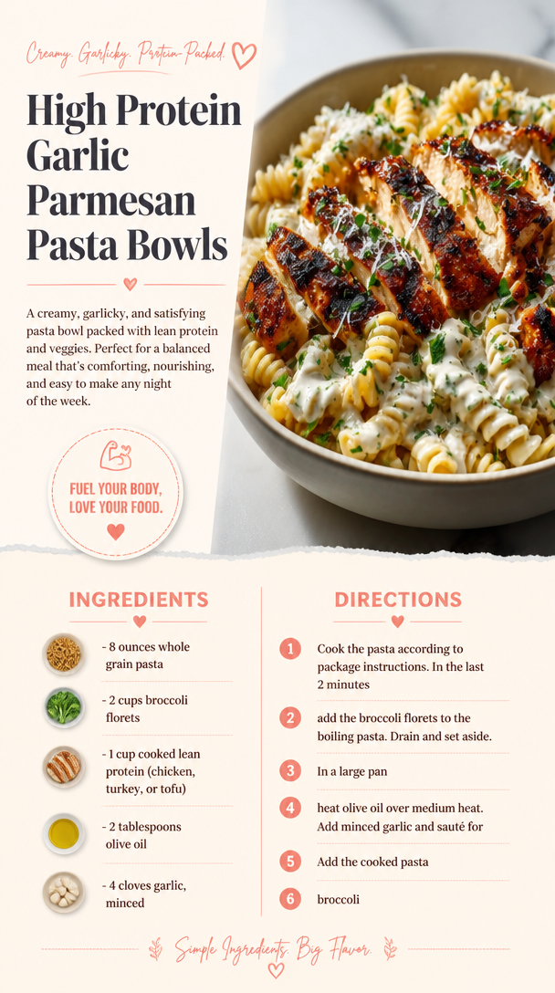High Protein Garlic Parmesan Pasta Bowls