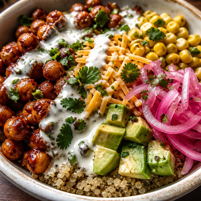 BBQ Ranch Chickpea Quinoa Bowls