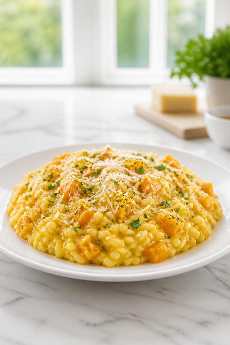 Creamy Parmesan And Garlic Butternut Squash Risotto Recipe