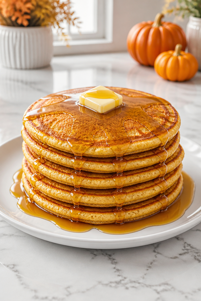 Fluffy Buttermilk Pumpkin Spice Pancake Breakfast