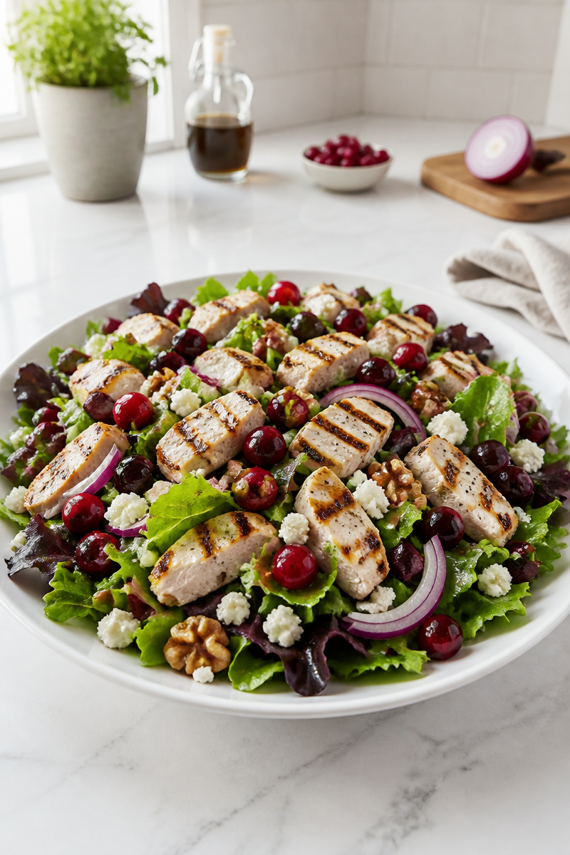 Fresh Cranberry And Grilled Chicken Fall Harvest Salad