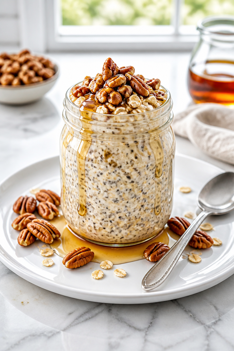 Maple Pecan Chia Seed Overnight Oat Breakfast