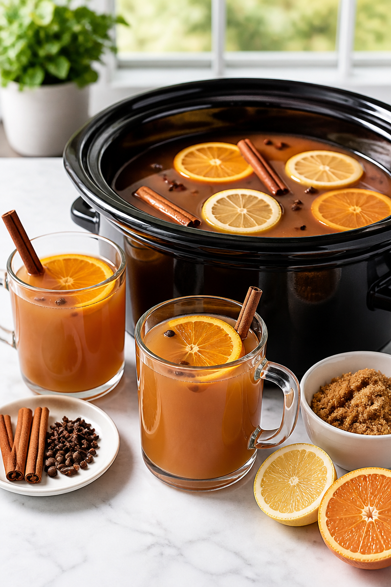 Warm Spiced Crockpot Cinnamon Apple Cider Drink