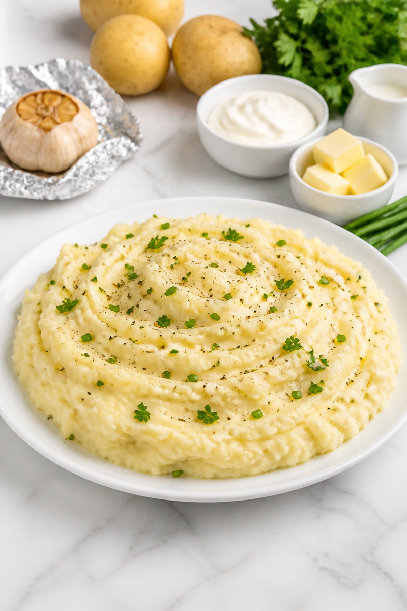 Creamy Roasted Garlic And Herb Mashed Potato Side