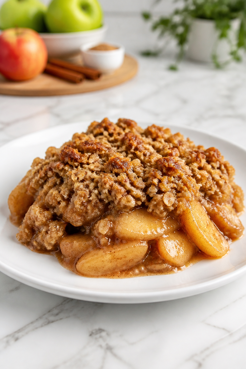 Warm Spiced Cinnamon And Brown Sugar Apple Cobbler Dessert