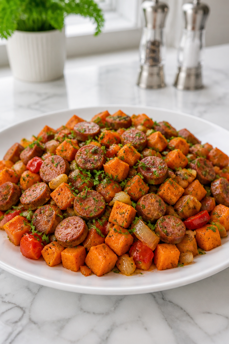 Skillet Sweet Potato And Turkey Sausage Hash Breakfast