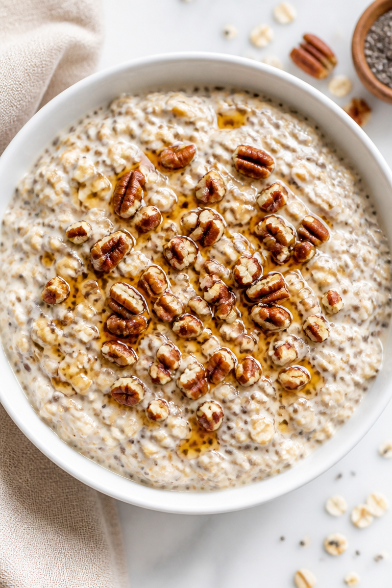 Maple Pecan Chia Seed Overnight Oat Breakfast