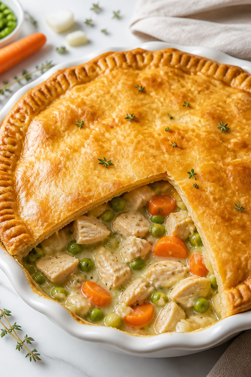 Cozy Skillet Crust Chicken Pot Pie Dinner