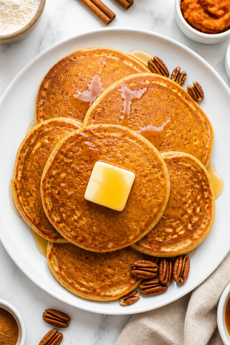 Fluffy Buttermilk Pumpkin Spice Pancake Breakfast