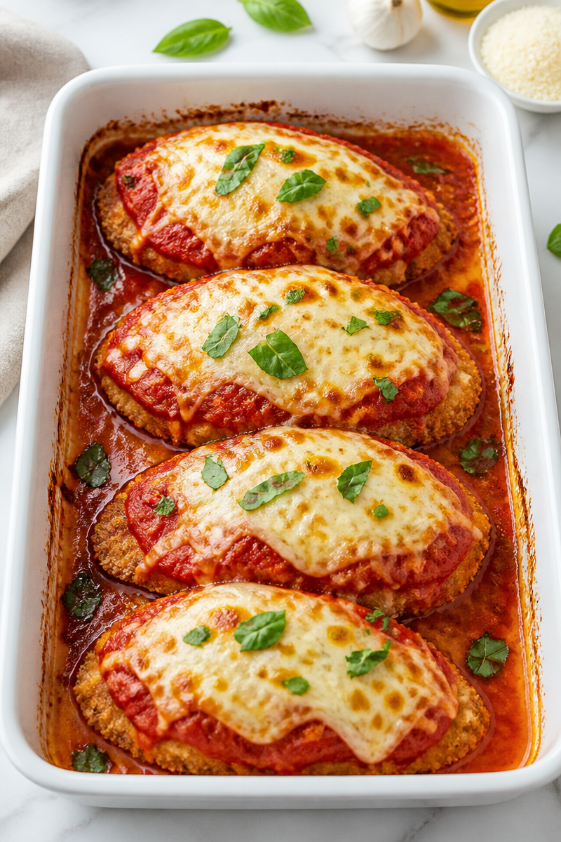 Crispy Baked Mozzarella Cheese Chicken Parmesan Recipe