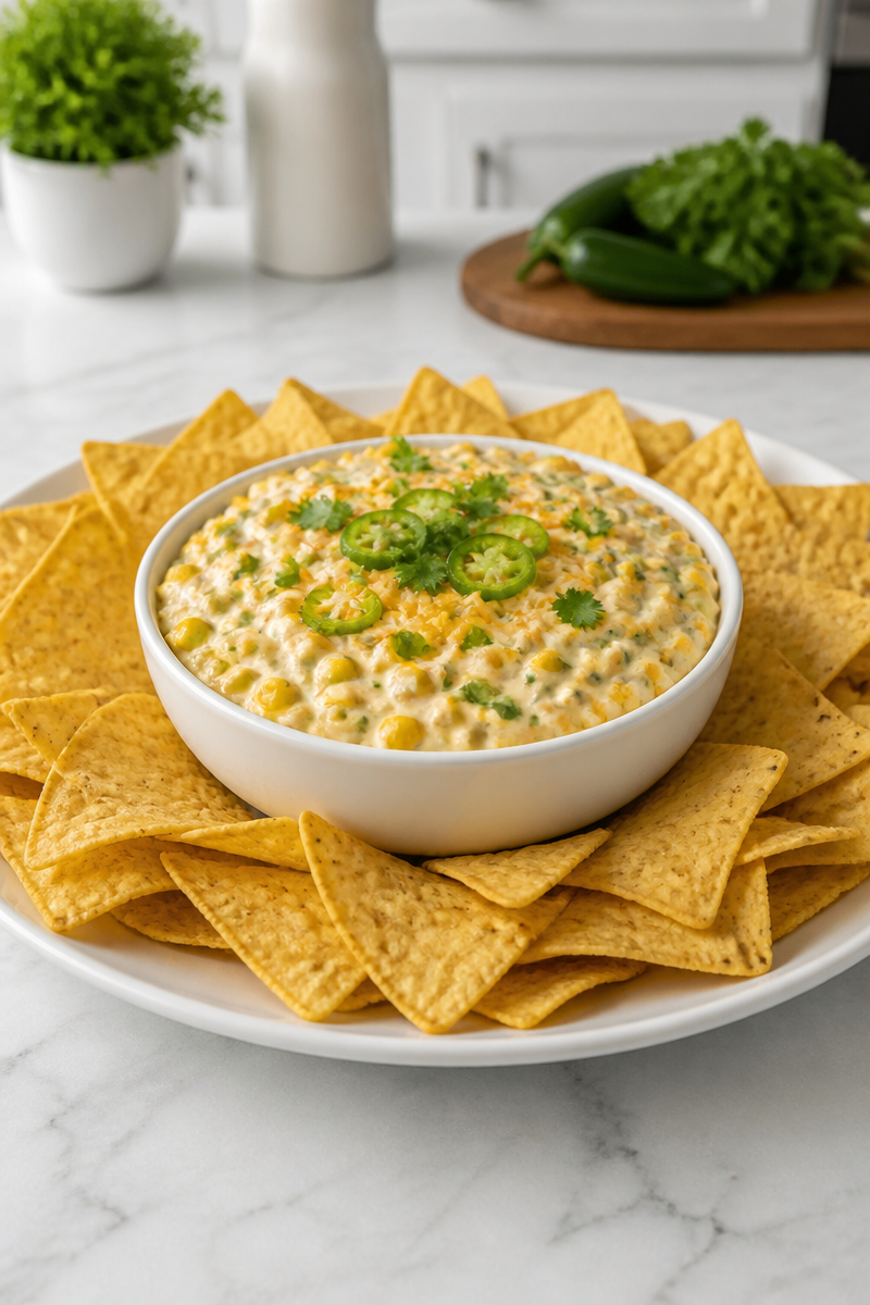 Creamy Jalapeno And Roasted Corn Dip Appetizer