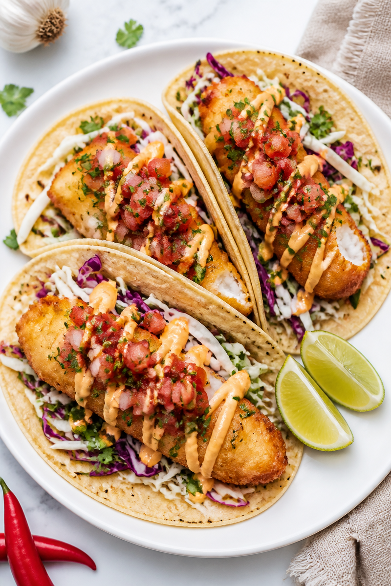 Crispy Halal Battered Baja Fish Taco Lunch 6 Crispy Halal Battered Baja Fish Taco Lunch