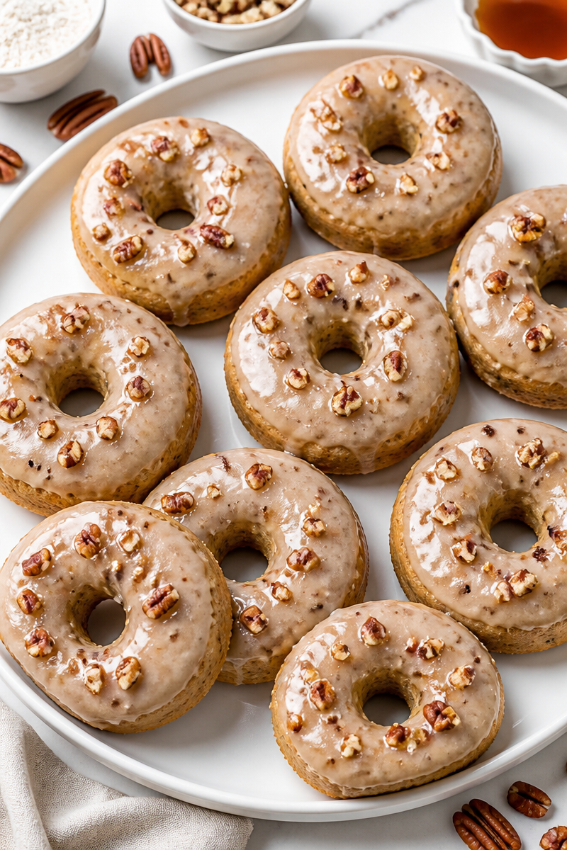 Glazed Maple Pecan Baked Donut Snack 6 Glazed Maple Pecan Baked Donut Snack