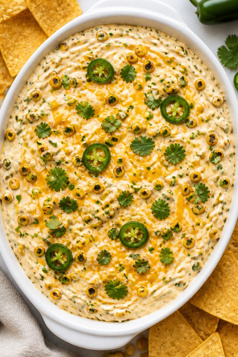 Creamy Jalapeno And Roasted Corn Dip Appetizer