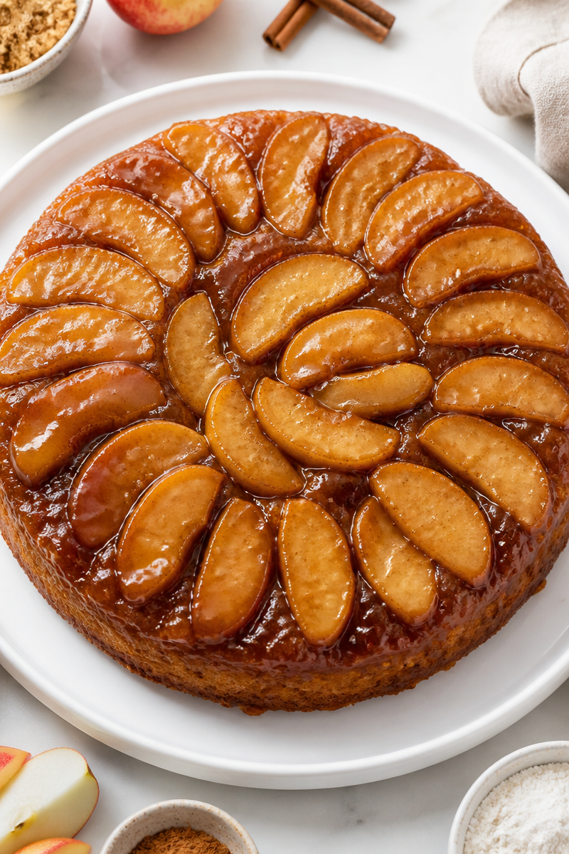 Moist Spiced Apple Upside Down Cake Dessert 6 Moist Spiced Apple Upside Down Cake Dessert
