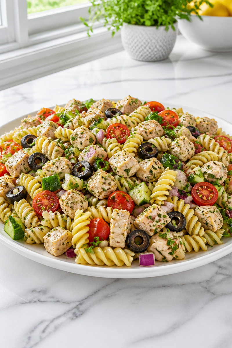 Classic Italian Herb And Chicken Pasta Salad