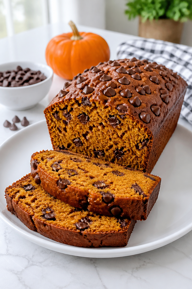 Moist Chocolate Chip Pumpkin Bread Recipe