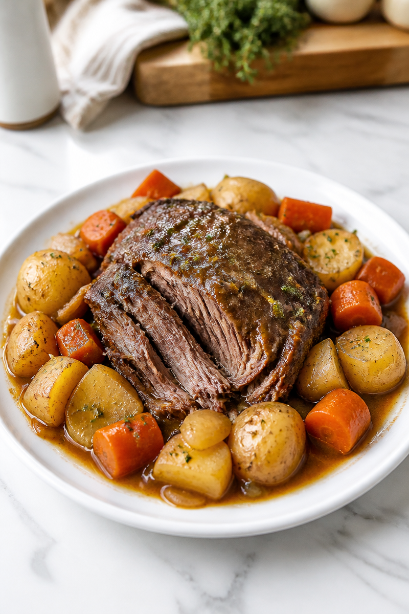 Tender Slow Cooker Beef Pot Roast Dinner