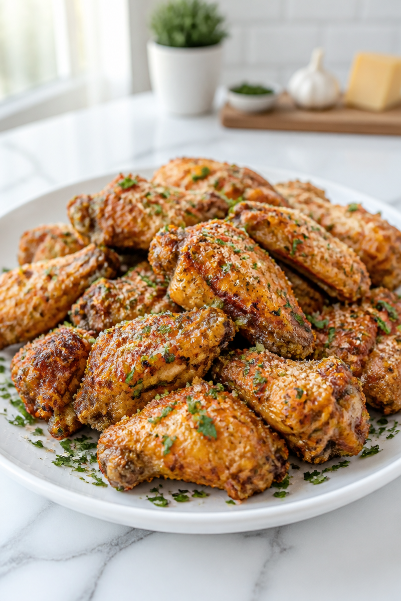 Crispy Baked Garlic Parmesan Chicken Wing