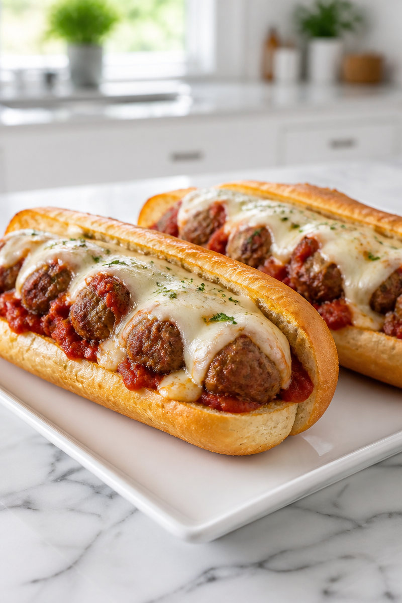 Cheesy Italian Beef Meatball Sub Sandwich