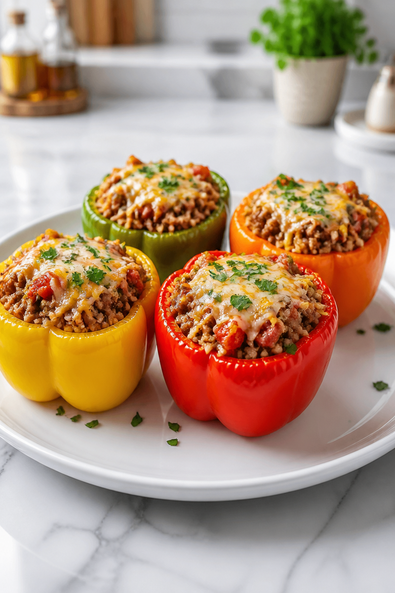 Healthy Ground Beef And Rice Stuffed Pepper