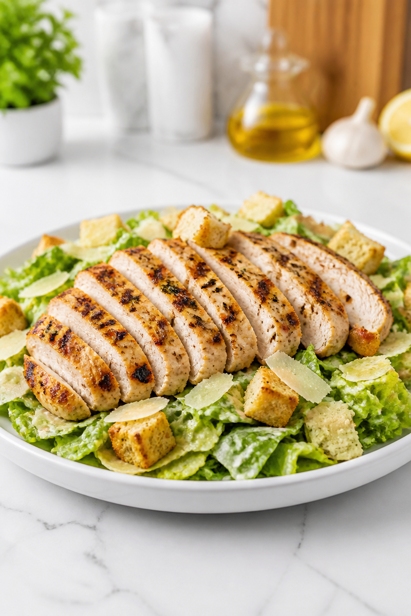 Grilled Chicken And Homemade Halal Caesar Salad