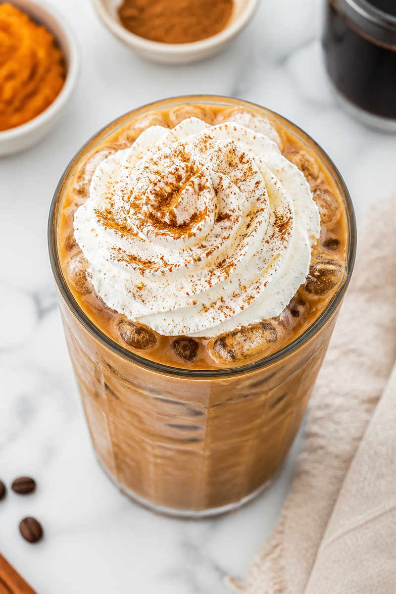Homemade Iced Pumpkin Spice Latte Drink