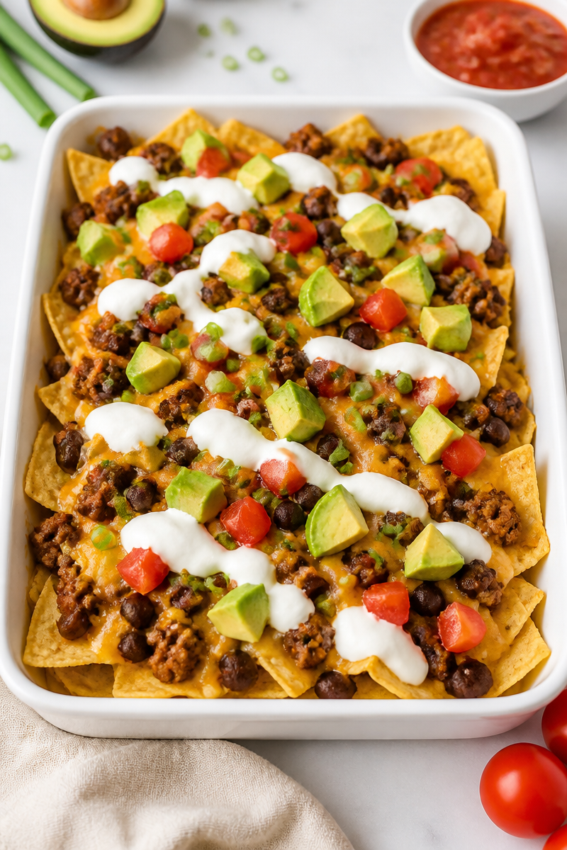 Loaded Ground Turkey And Black Bean Nacho