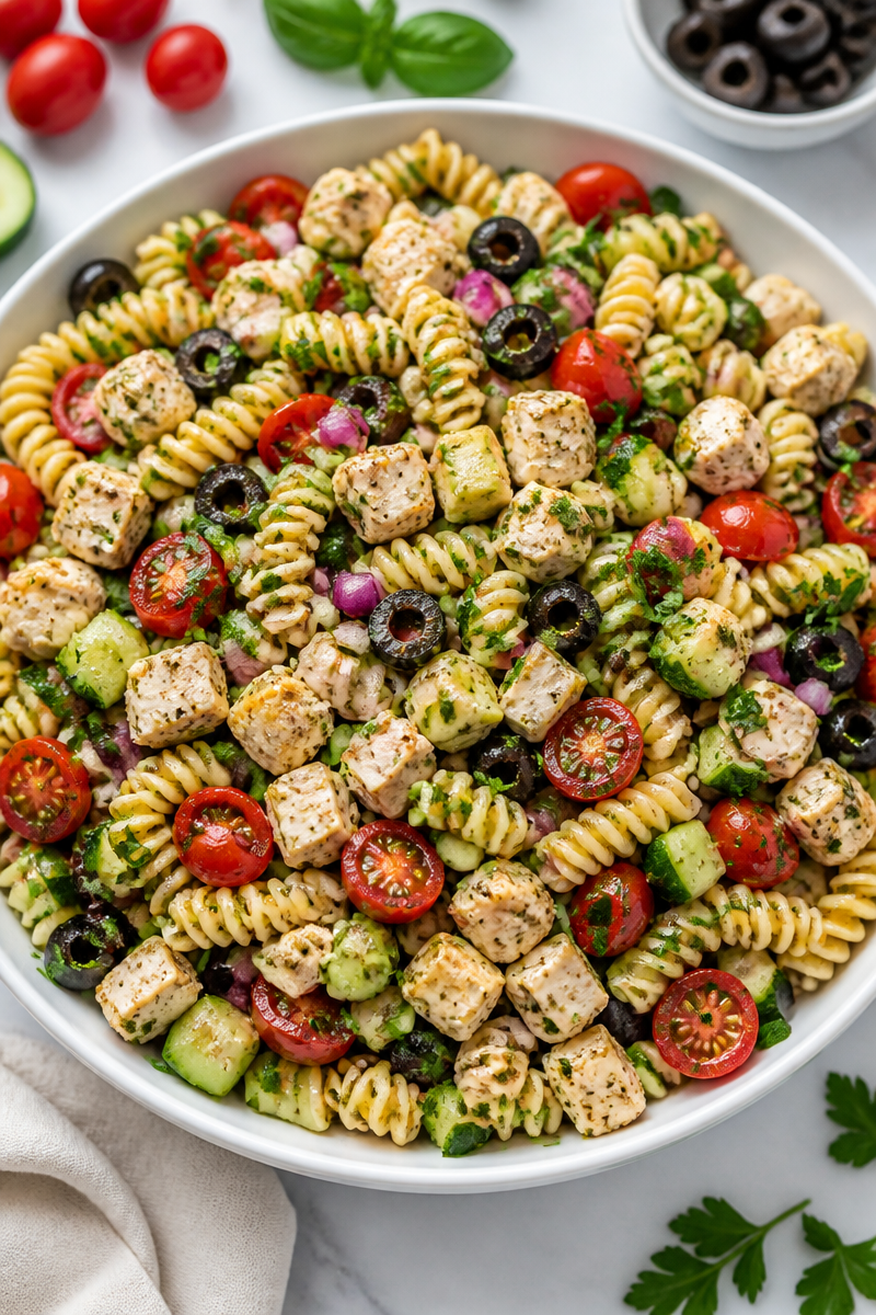 Classic Italian Herb And Chicken Pasta Salad